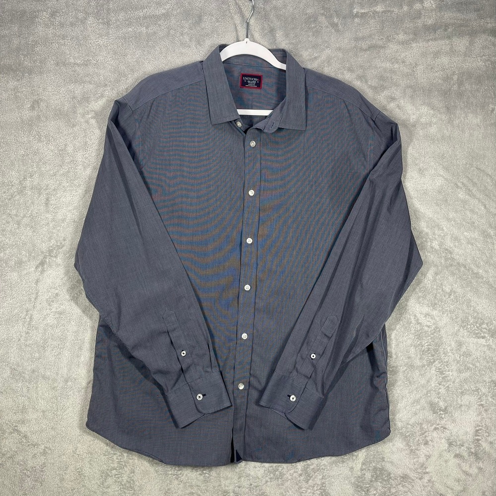 2 WF Button Down Mens XXL Blue Wrinkle Free Long Sleeve Shirt READ